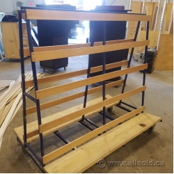 Blue Frame Rolling Glass Drywall Window Door Storage Rack
